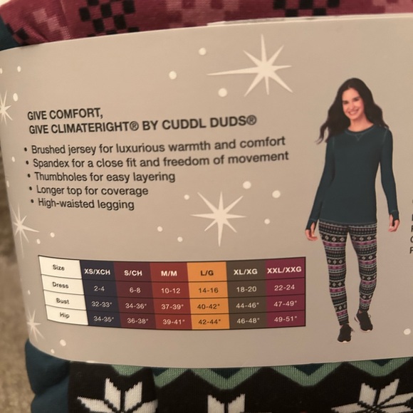 Cuddl Duds Teal Base Layer Set - Picture 2 of 2